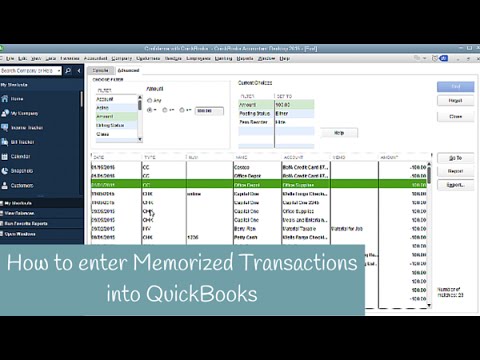 QuickBooks Memorized Transaction
