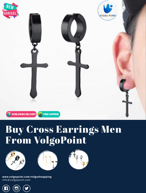 cross earrings men