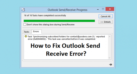 How to solve Outlook send receive error
