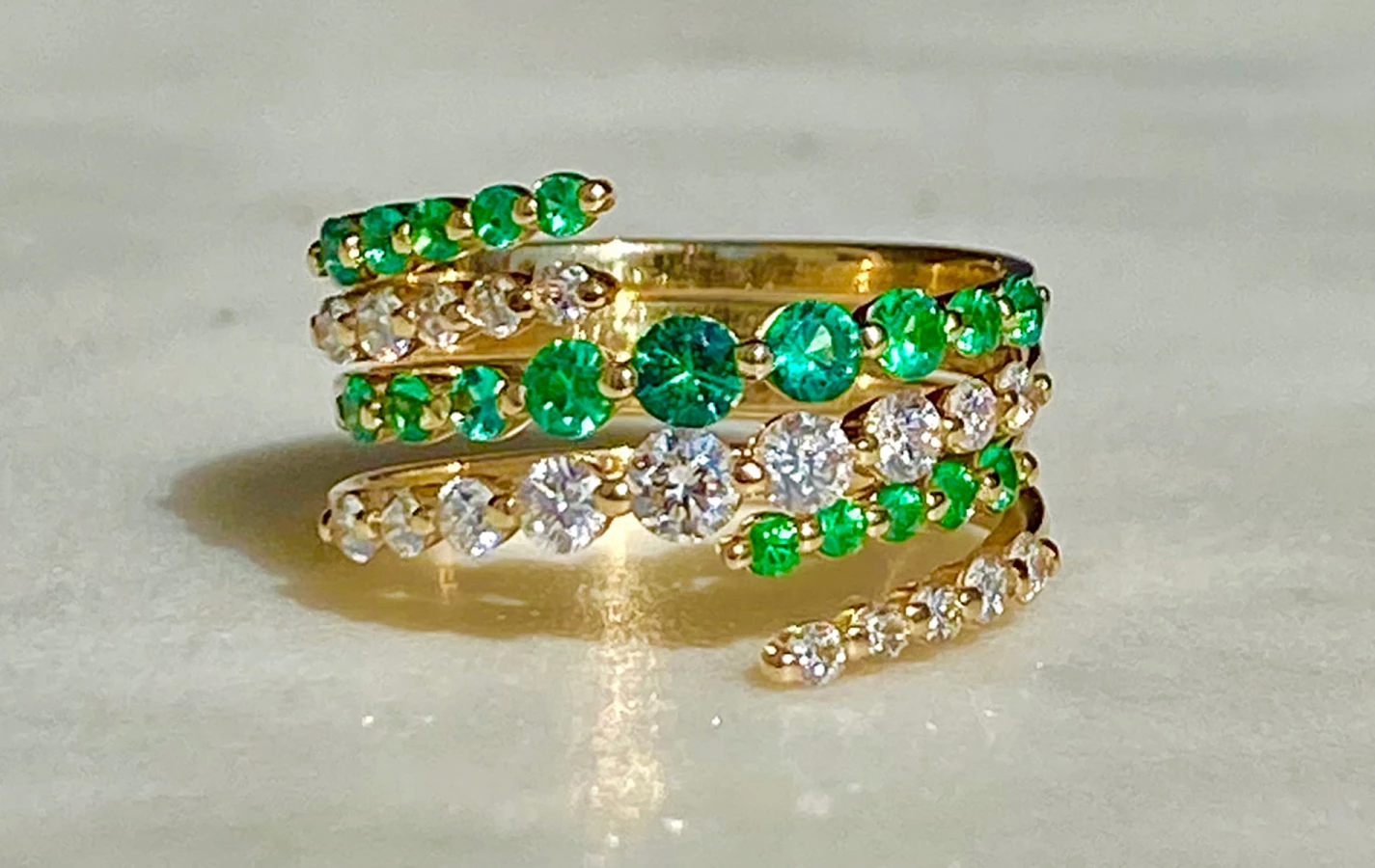   emerald spiral ring 