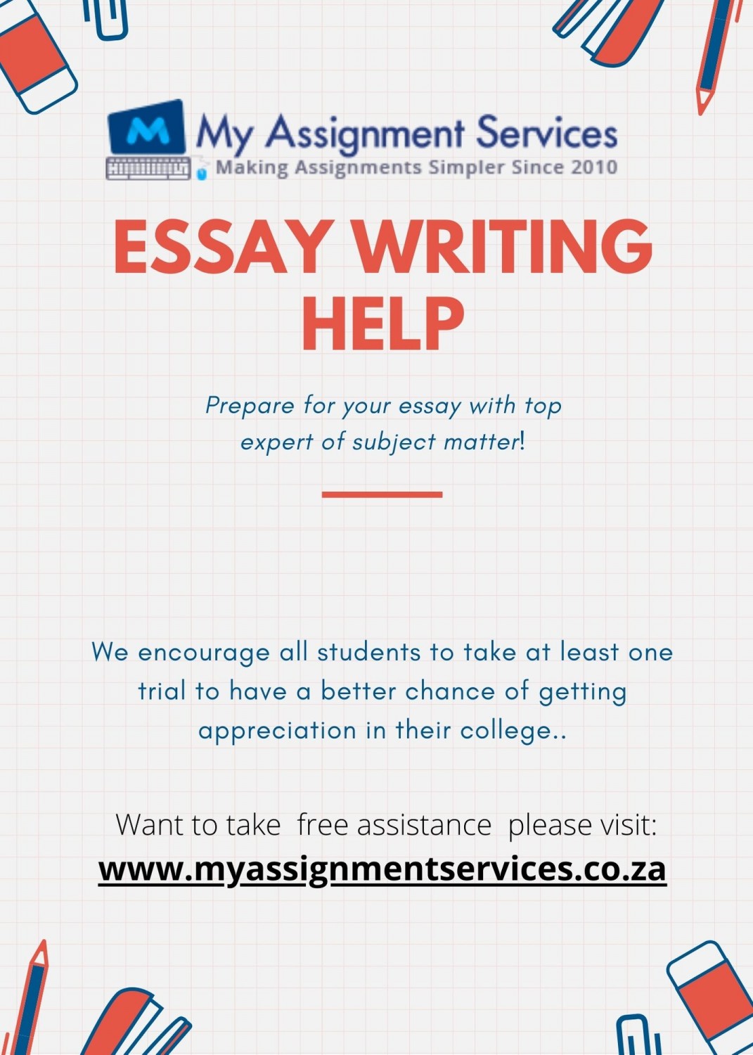 A flyer poster shows about essay writing help